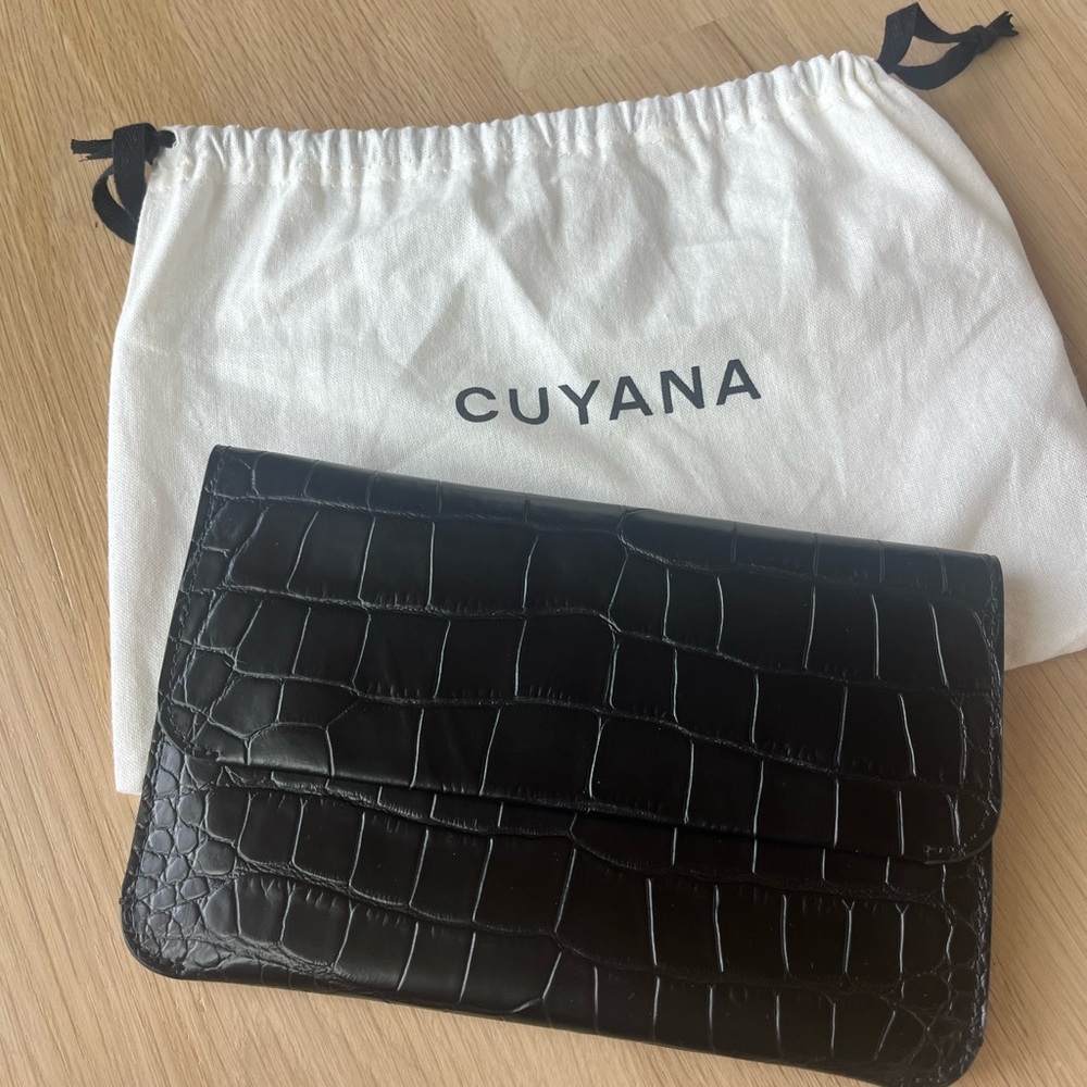 NWT Cuyana black croco system flap bag